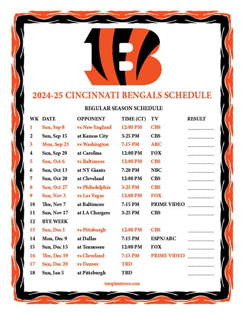 Bengals Schedule Image 1