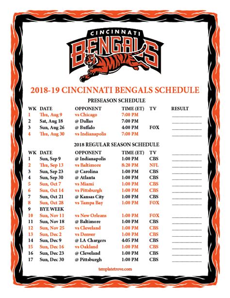 Bengals Schedule Image 4