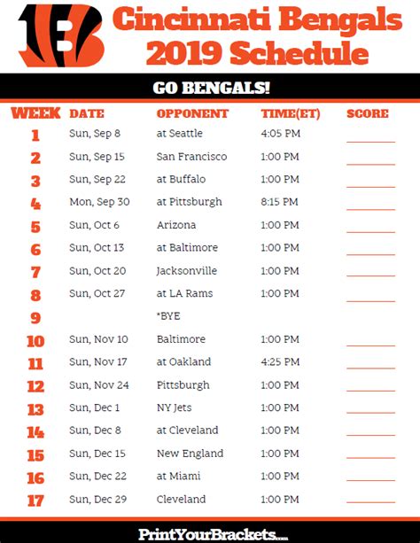 Bengals Schedule Image 8