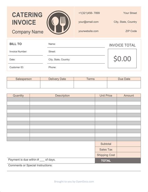 Best Practices for Catering Invoice Templates