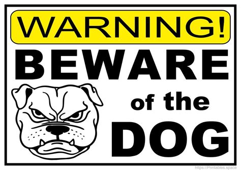 Beware Dog Sign Printable Template