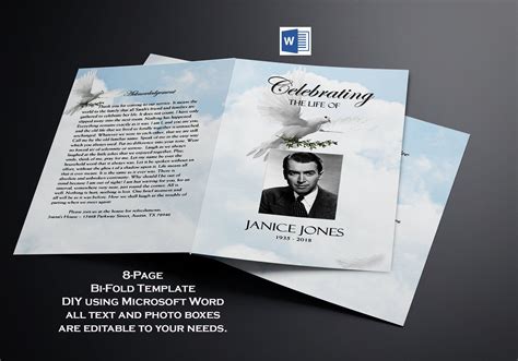 Bi-fold funeral program template example