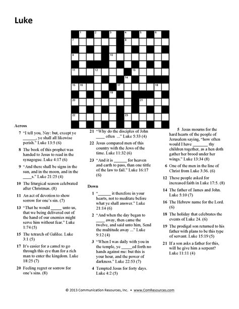 Bible Crossword Puzzles with Scripture References