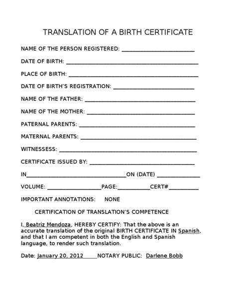 Birth Certificate Translation Process