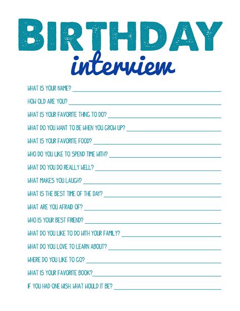 Birthday Activity Templates