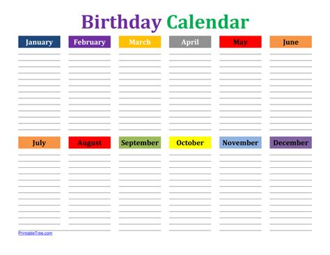 Birthday calendar benefits