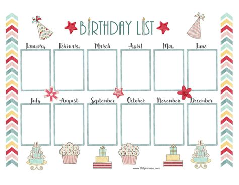 Birthday Calendar Template