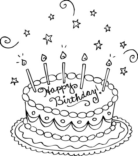 Birthday Coloring Pages with Cake