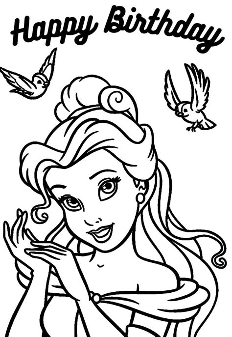 Birthday Coloring Pages with Princesses