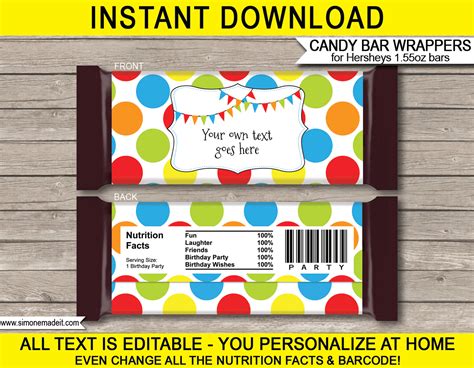 Birthday Hershey Bar Templates