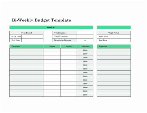 Biweekly Budget Template Excel