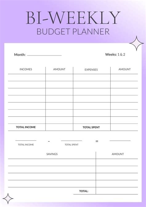 Biweekly Budget Templates