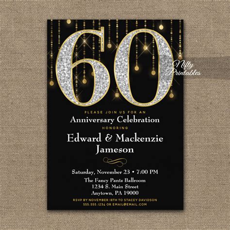 Black and Gold Anniversary Invitation Template