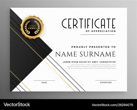 Black and White Certificate Template Example