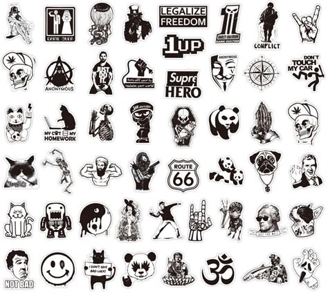 Black White Stickers Sets