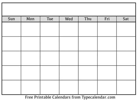 Blank Calendar Template Image 2