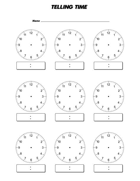 Blank clock faces worksheets