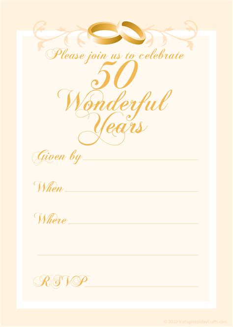 Blank Gold Anniversary Invitation Templates