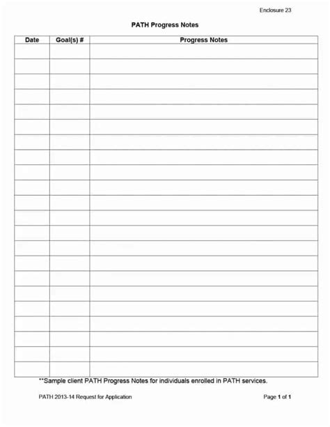 Blank Progress Note Template