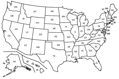 Blank US map for practice