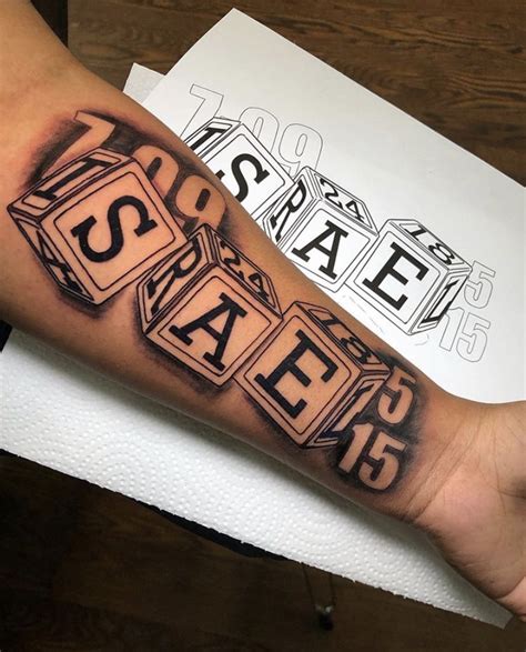 Block tattoo lettering