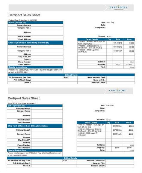 Blue Sheet Sales Template Guide