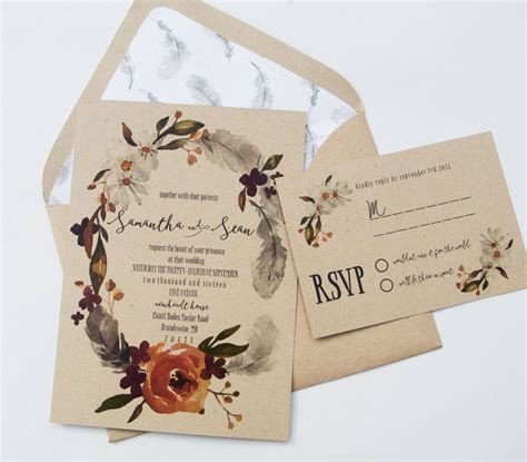 Boho Themed Wedding Invitations