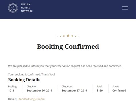 Booking Confirmation Template