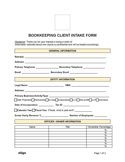 Bookkeeping Intake Forms