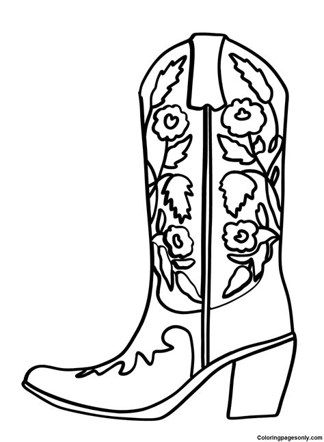 Boot coloring pages for kids and adults