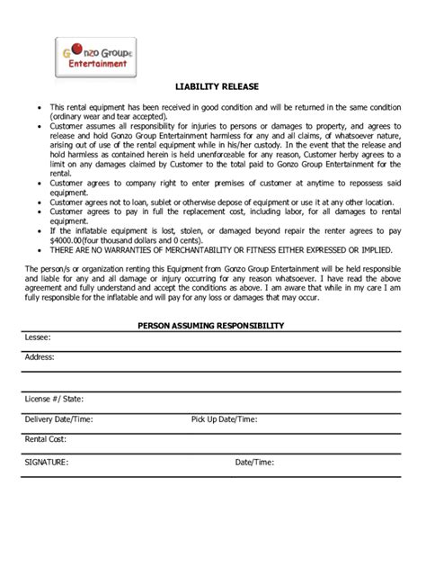 Bounce House Rental Agreement Example