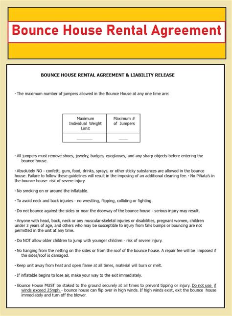 Bounce House Rental Contract Template