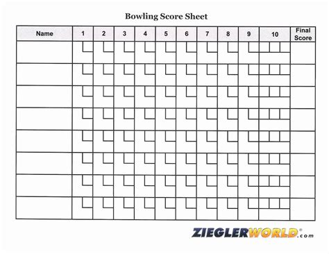 Bowling Score Keeping Sheets