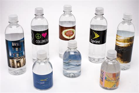 Branded mini water bottle labels