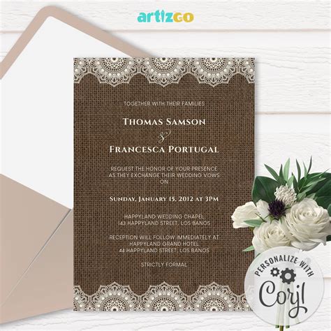 Burlap Wedding Invitation Templates