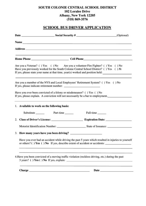 Bus driver printable forms