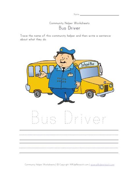 Bus driver printable worksheets