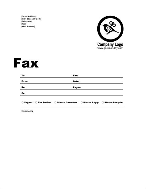 Business fax cover letter template