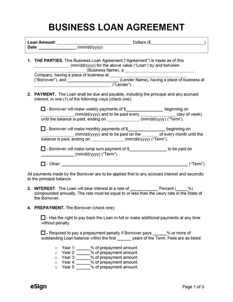 Business Loan Template Example