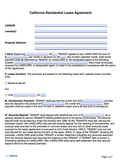 California Residential Lease Agreement Template 4