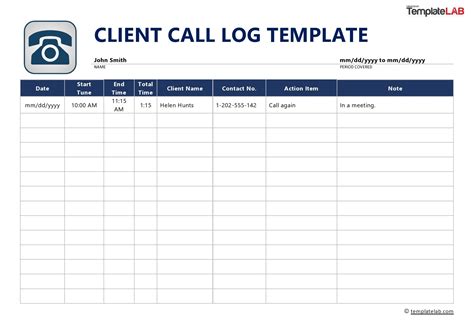 Call Log Template with Analytics