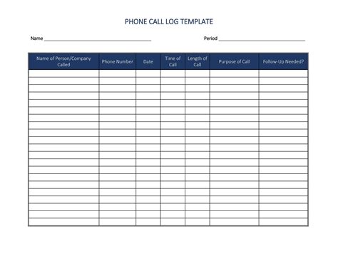 Call Log Templates for Excel