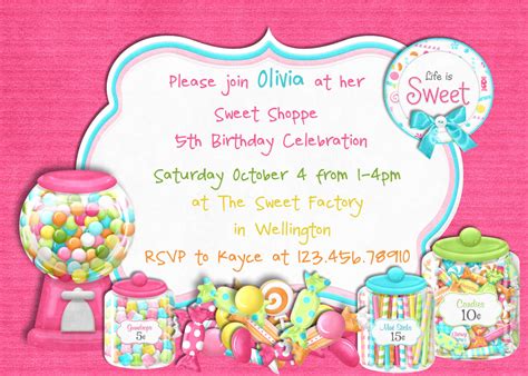 Candy Invitation Examples