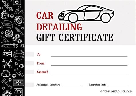 car detailing gift certificate template