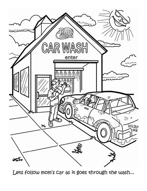 Car wash coloring page