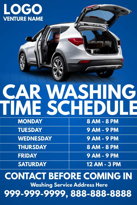 Car wash schedule template example