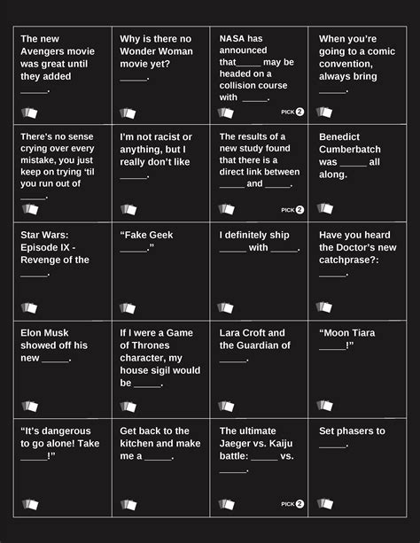 Cards Against Humanity Black Cards Printable