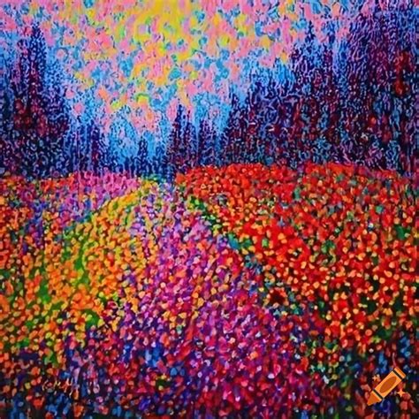 Description of Carnation Pointillism Art