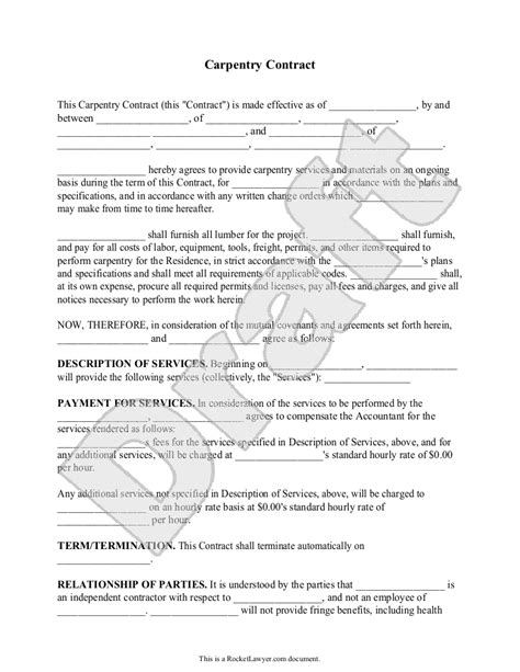 Carpentry Contract Template Sample