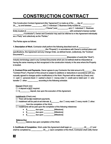 Carpentry Contract Template Structure